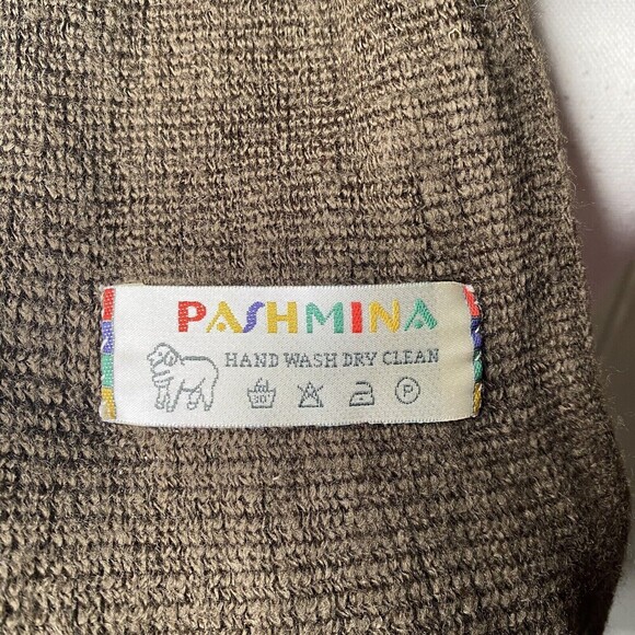 Pashmina Scarf Wrap Womens Cashmere Brown Fringe Shawl Cozy Mens Women Unisex - Picture 4 of 4